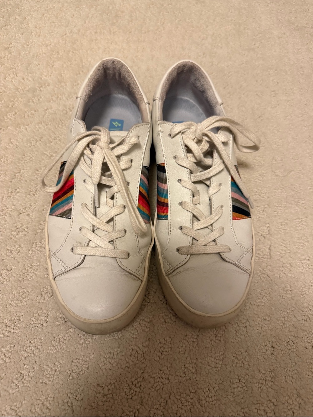Paul Smith White Sneakers with Multicolor Stripe Panel